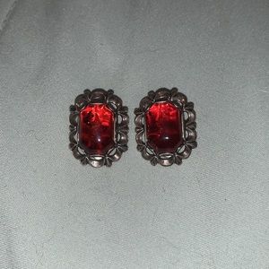 Sterling Silver & Amber Clip Earrings
